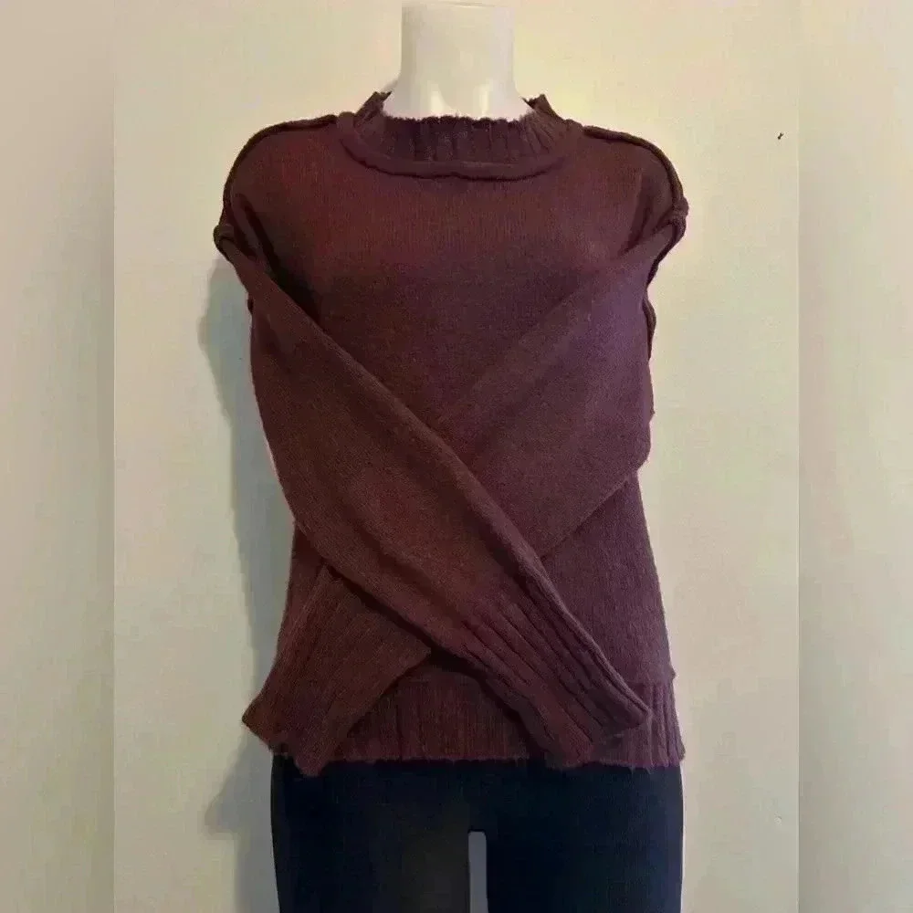 Dip sz S burgundy long sleeve sweater, mannequin has 34” bust